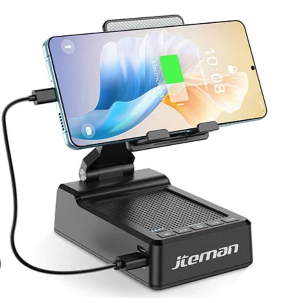 JTEMAN Phone Stand with Bluetooth Speaker Black (NIB)